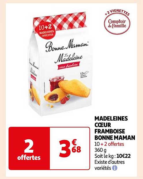 madeleines cœur framboise bonne maman