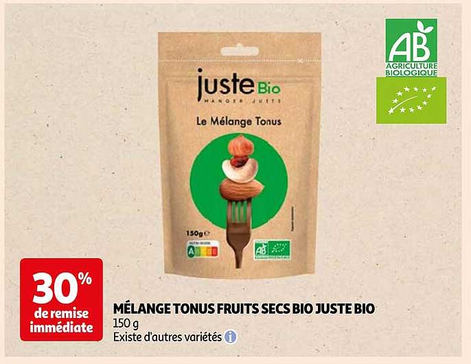 mélange tonus fruits secs bio juste bio
