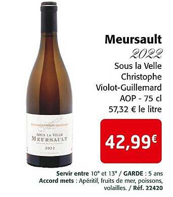 meursault 2022 sous la velle christophe violot-guillemard aop