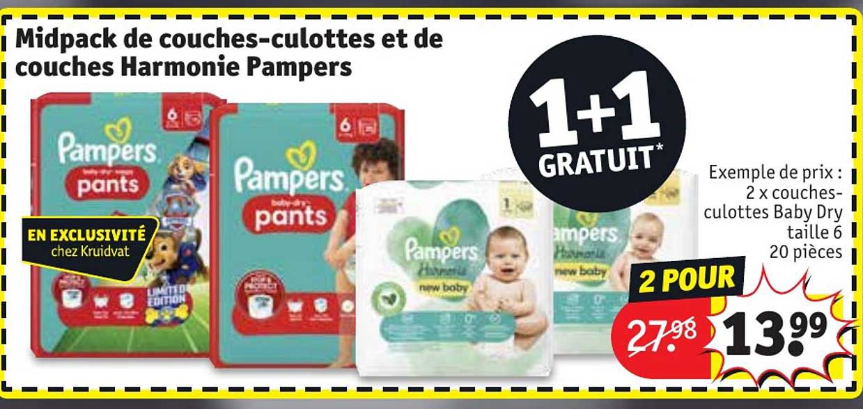 midpack de couches-culottes et de couches harmonie pampers