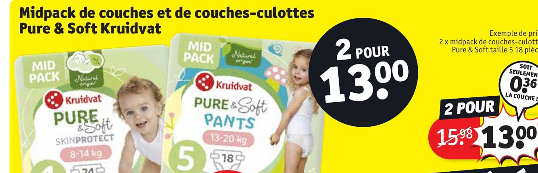 midpack de couches et de couches-culottes pure & soft kruidvat