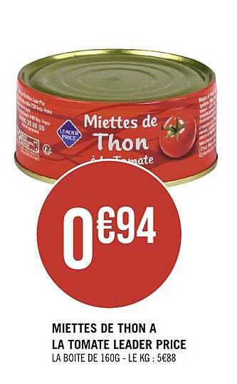 miettes de thon à la tomate leader price