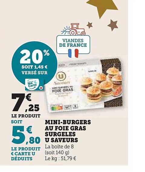mini-burgers au foie gras surgelés u saveurs