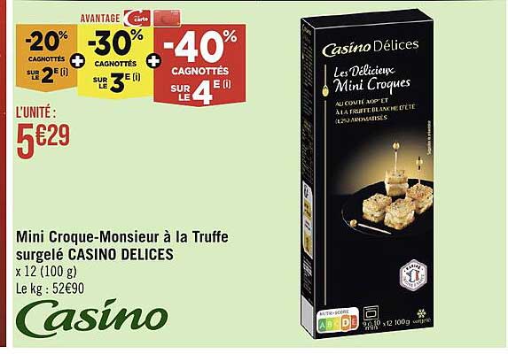 mini croque-monsieur à la truffe surgelé casino délices