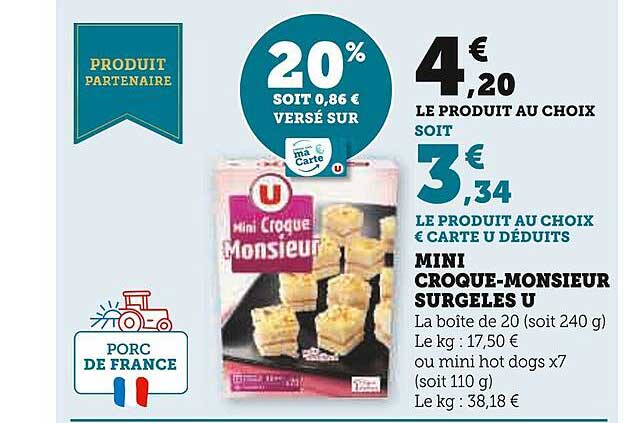 mini croque-monsieur surgelés u