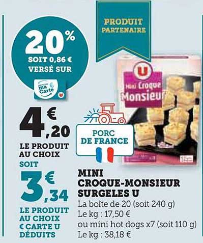 mini croque-monsieur surgelés u