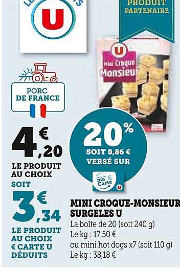 mini croque-monsieur surgelés u