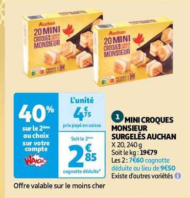 mini croques monsieur surgelés auchan