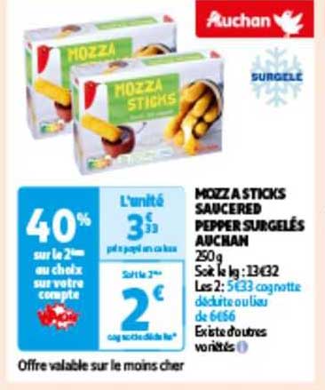 mozza sticks saucered pepper surgelées auchan