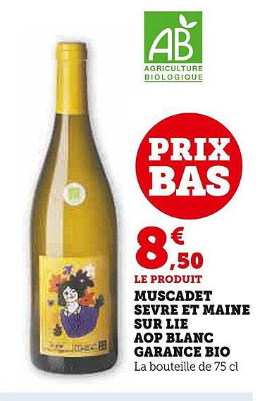 muscadet sèvre et maine sur lie aop blanc garance bio
