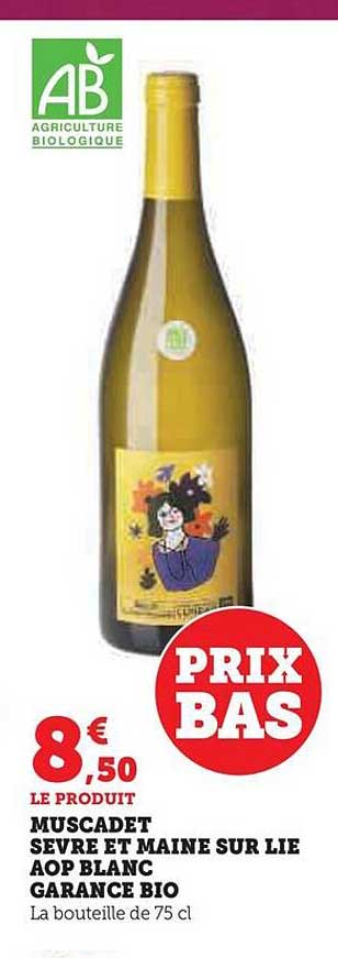 muscadet sèvre et maine sur lie aop blanc garance bio