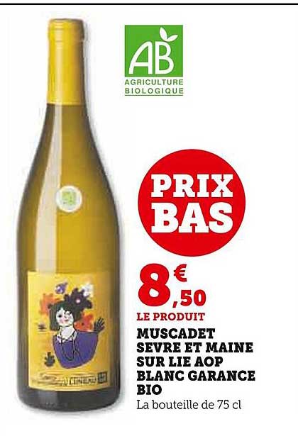 muscadet sèvre et maine sur lie aop blanc garance bio