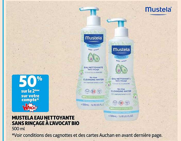mustela eau nettoyante sans rinçage à l'avocat bio