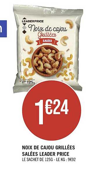 noix de cajou grillées salées leader price