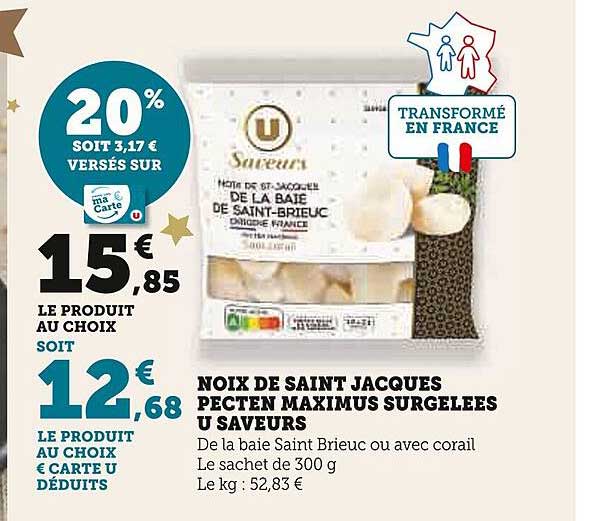 noix de saint jacques pecten maximus surgelées u saveurs