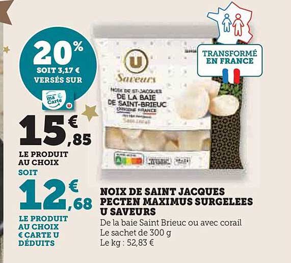 noix de saint jacques pecten maximus surgelées u saveurs