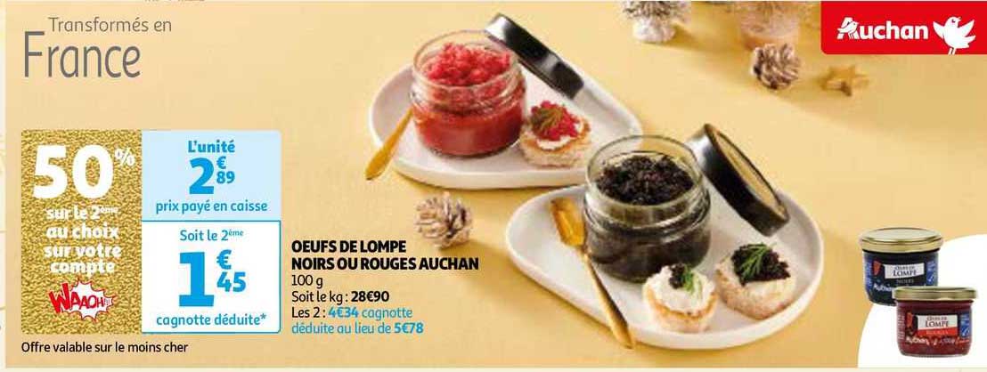 oeufs de lompe noirs ou rouges auchan