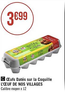 œufs datés sur la coquille lœuf de nos villages