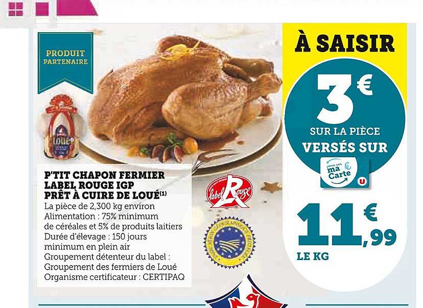 p'tit chapon fermier label rouge igp prêt à cuire de loué