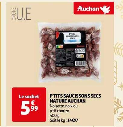 p'tits saucissons secs nature auchan