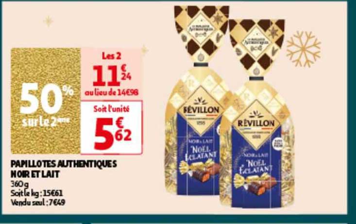 papillotes authentiques noir et lait révillon