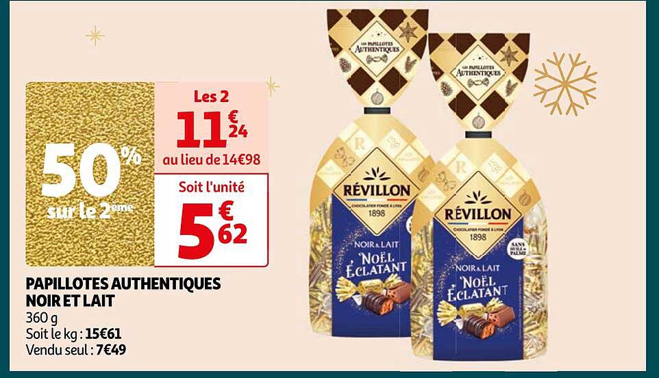 papillotes authentiques noir et lait révillon