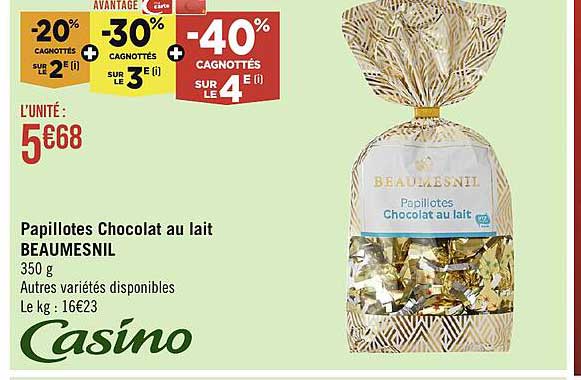 papillotes chocolat au lait beaumesnil