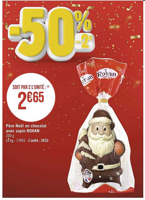 père noël en chocolat avec sapin rohan