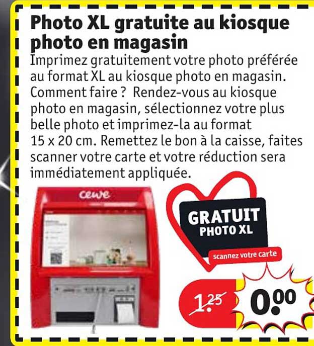 photo xl gratuite au kiosque photo en magasin