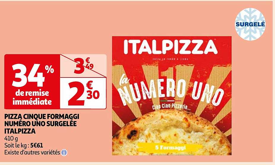 pizza cinque formaggi numéro uno surgelée italpizza