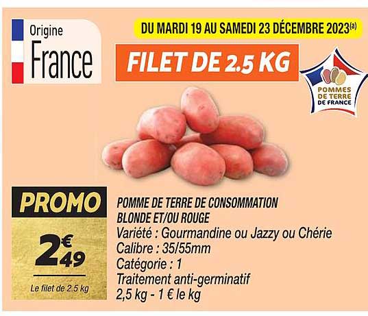 pomme de terre de consommation blonde et/ou rouge