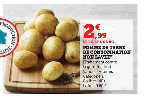 pomme de terre de consommation non lavée