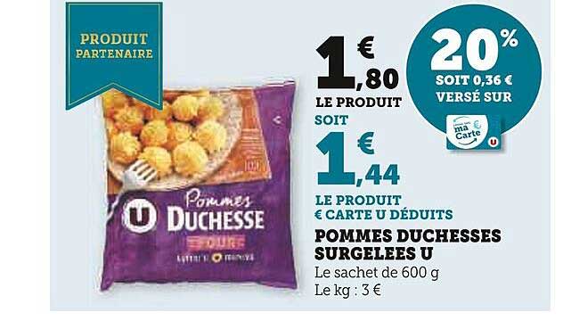 Pommes Duchesses Surgelées U