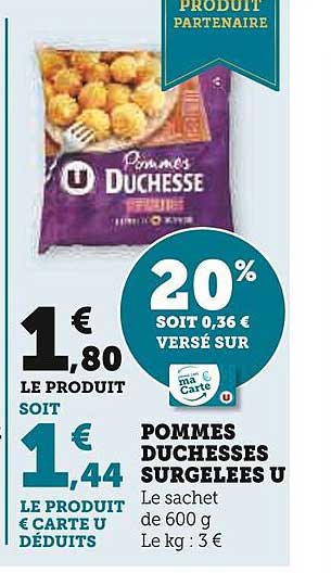 pommes duchesses surgelées u