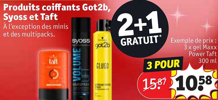 produits coiffants got2b, syoss et taft