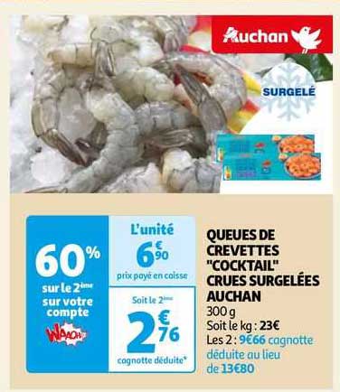 Queues De Crevettes "cocktail" Crues Surgelées Auchan