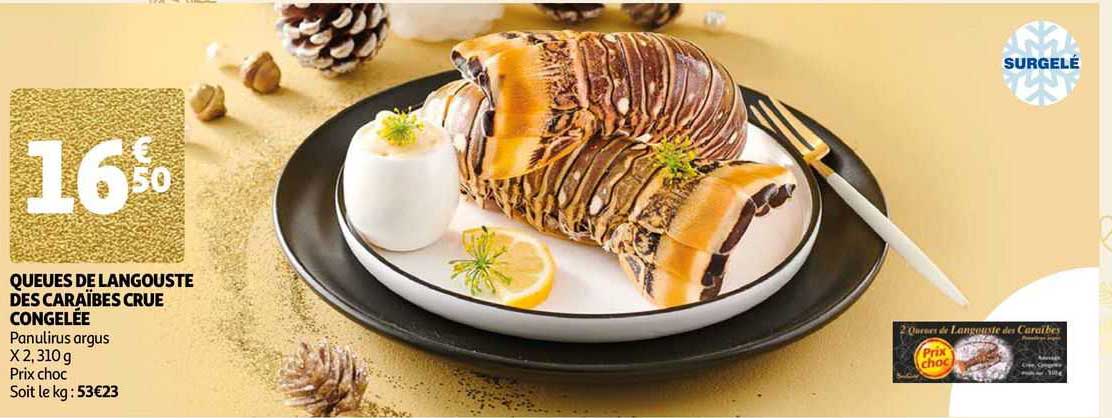 queues de langouste des caraïbes crue congelée