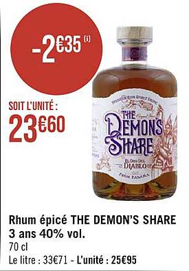 rhum épicé the demon's share 3 ans 40% vol.