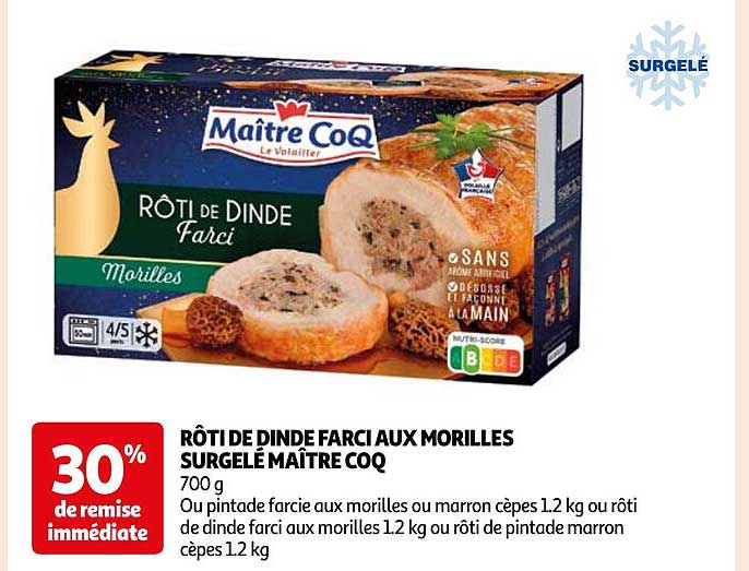 rôti de dinde farci aux morilles surgelé maître coq