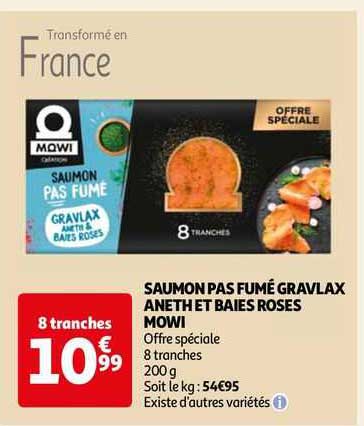 saumon pas fumé gravlax aneth et baies roses mowi