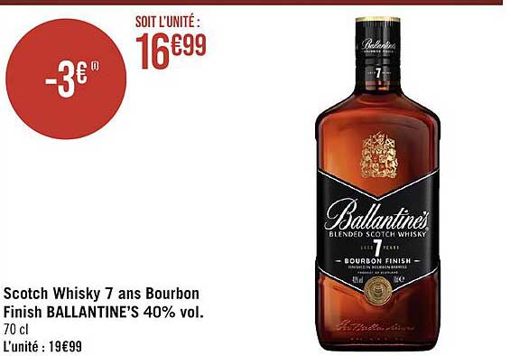 scotch whisky 7 ans bourbon finish ballantine's 40% vol.