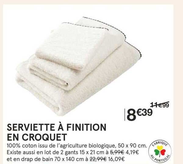 serviette à finition en croquet