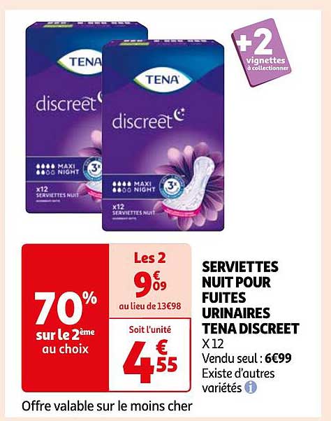 serviettes nuit pour fuites urinaires tena discreet