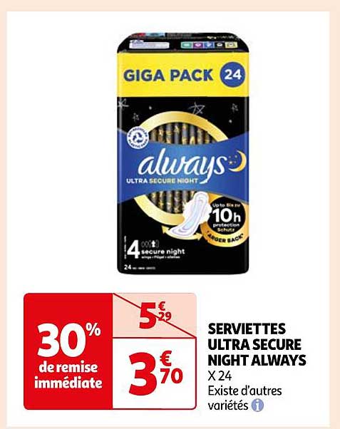 serviettes ultra secure night always