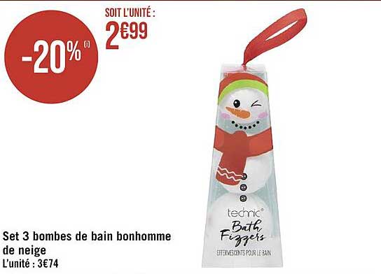 Set 3 Bombes De Bain Bonhomme De Neige