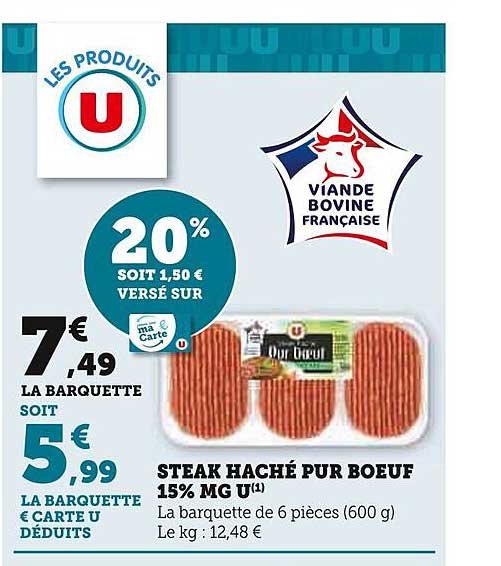 Steak Haché Pur Bœuf 15% Mg U