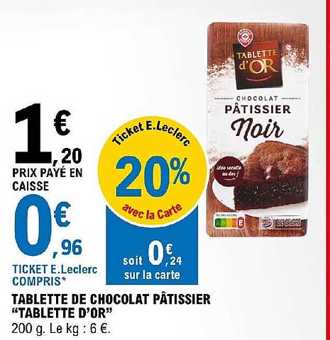 Tablette De Chocolat Pâtissier "tablette D'or"