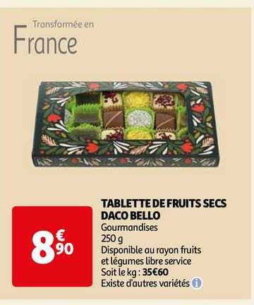 tablette de fruits secs daco bello