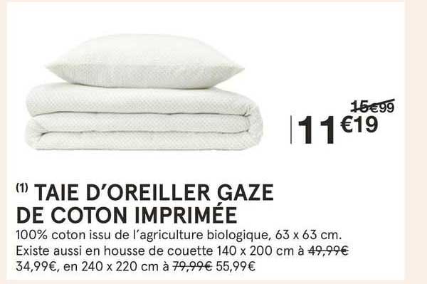 taie d'oreiller gaze de coton imprimée