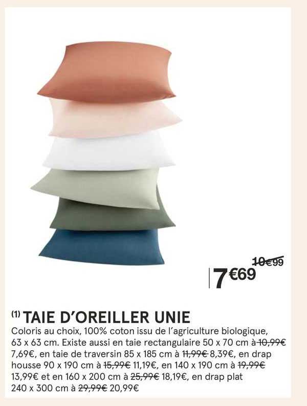 taie d'oreiller unie